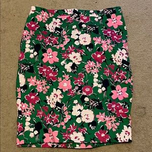 J. Crew Floral Pencil Skirt in Green and Pink